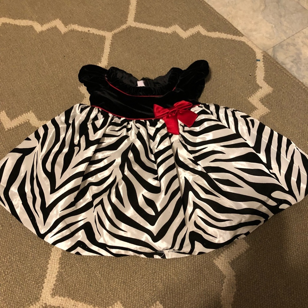 Excellent Bonnie baby 6-9 fancy zebra velour dress